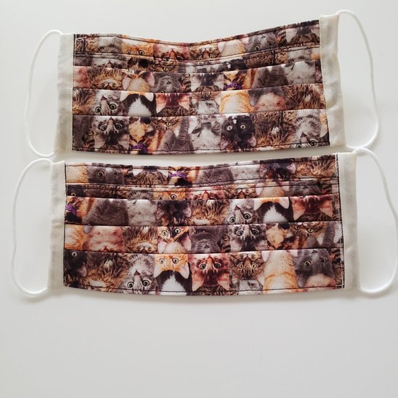 Triple Layer Handmade Face Mask - Fun Kitten Faces - Picture 16 of 16